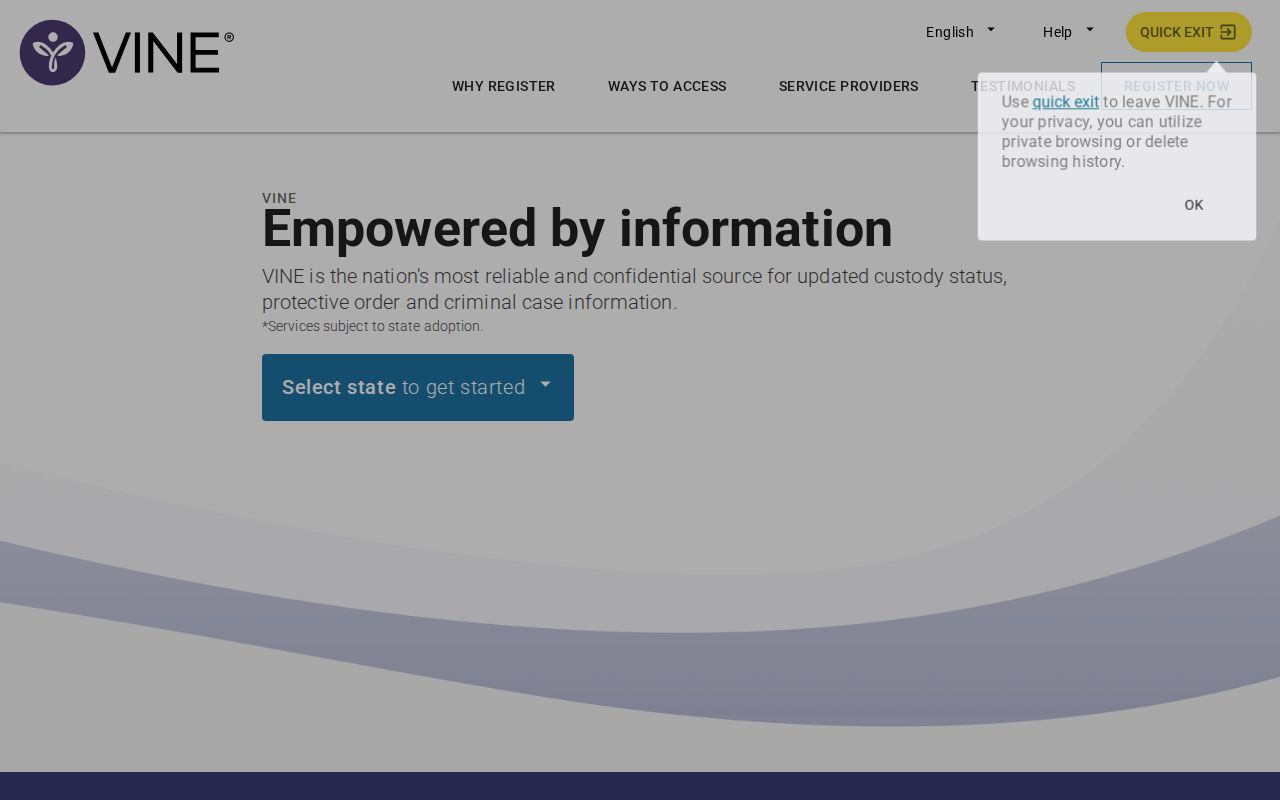 VINELink official custody search interface for Illinois